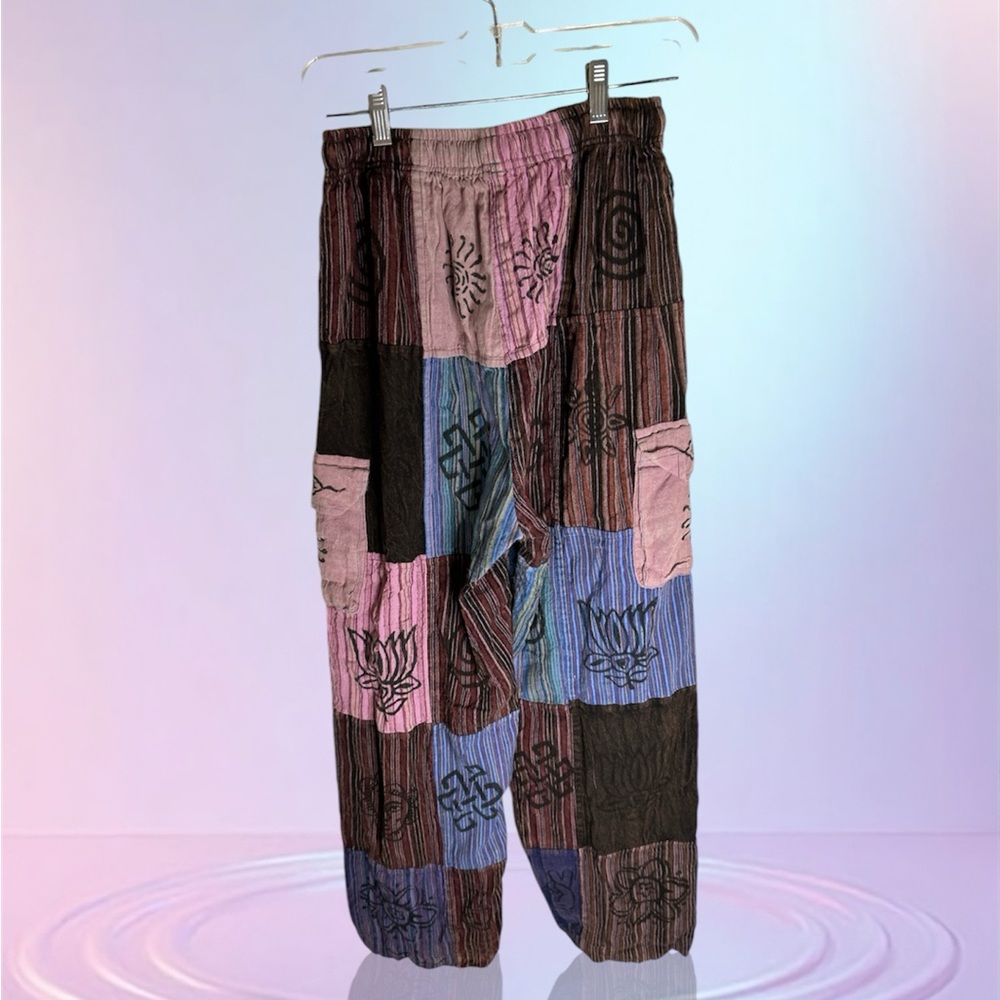 Karma Handicrafts Patchwork Unisex Hippie Gypsy Cotton Festival Pants . PreLoved - Picture 7 of 8